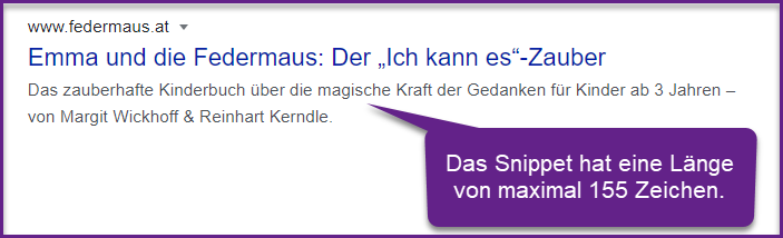 Das Snippet oder die Metadescription