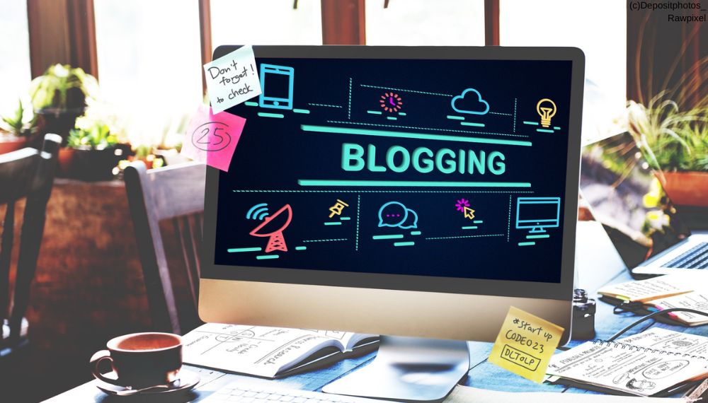 Computer auf dem "Blogging" steht